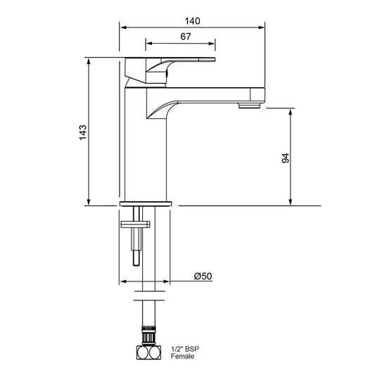 Methven Black Glide Basin Mixer - Lead Free Brass - 50mm x 143mm x 140mm - Matte Black - Water Efficient – view 2