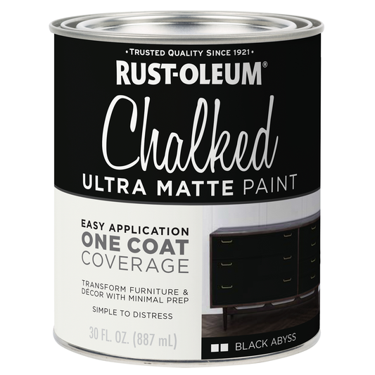 Rust Oleum Ultra Matte Chalked Paint 887ml - Black Abyss - Easy One-Coat Coverage - Auzzistore