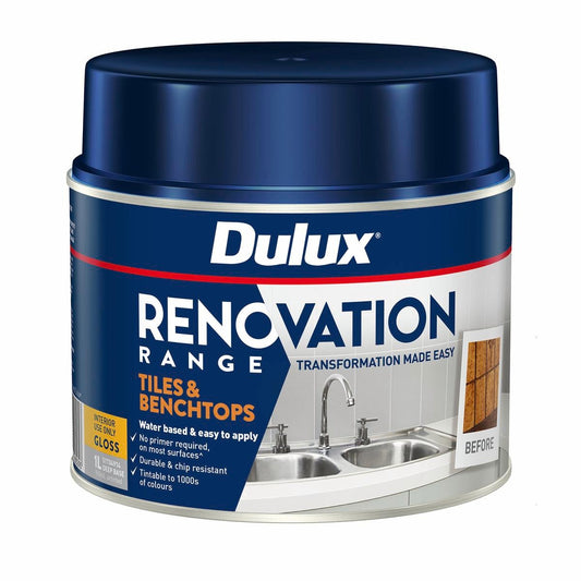 Dulux Renovation Range Tiles Benchtops Gloss Deep 1L - 134mm x 107mm x 107mm - Auzzistore