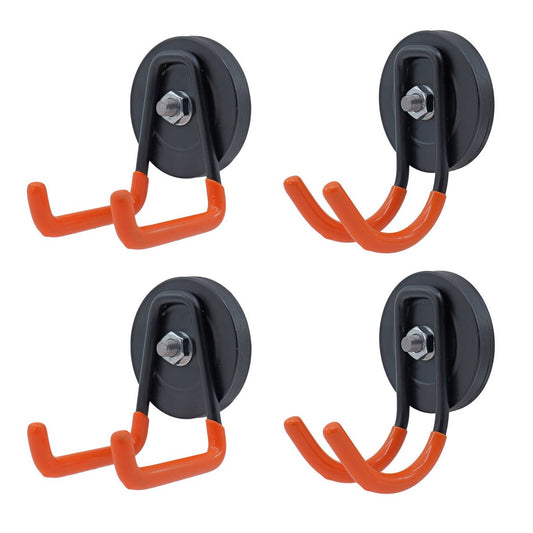 Everhang Magnetic Utility Hook Kit 4 Pack - 4 Hooks - 10kg Pull Force - PVC - Orange/Black