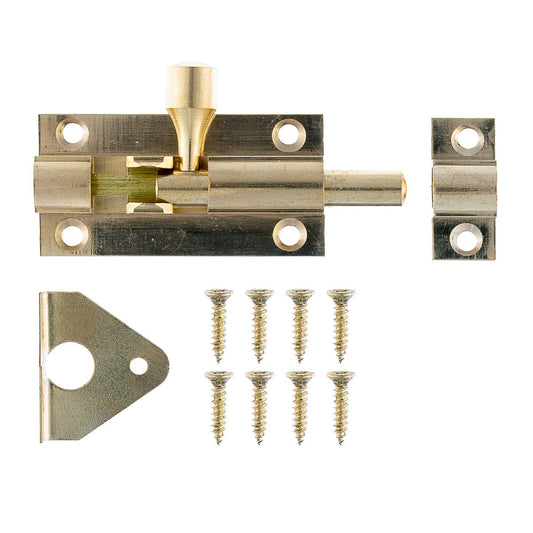 Taskmaster 50mm Polished Brass Barrel Bolt - Solid Brass Security Solution – view 2 - Auzzistore