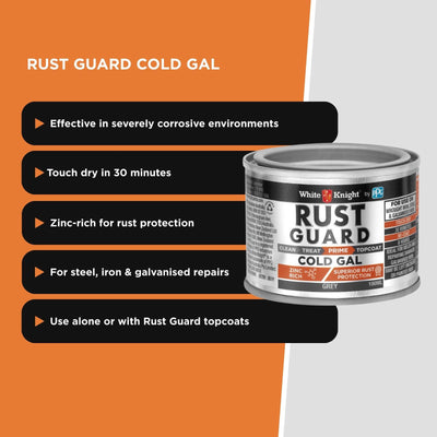 White Knight Rust Guard Cold Gal Primer Paint - 0.1L - Grey - Fast-Drying Rust Protection