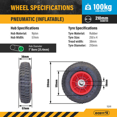 Easyroll 2.5 x 4 Nylon Trolley Wheel - 3/4'' Axle Diameter - Black