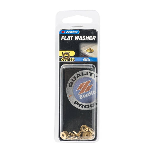 Zenith Flat Washer - 1/8 - 35 Pack - Solid Brass - Round Shape - Auzzistore