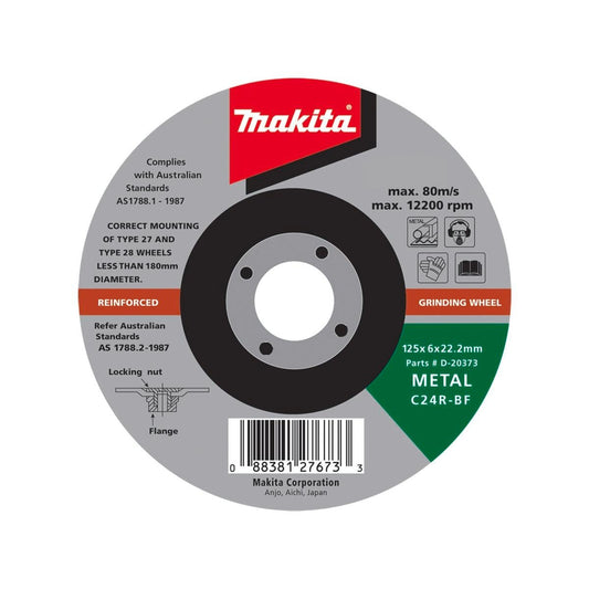 Makita Grinding Disc - 125mm x 6mm x 22mm - Black Silicon Carbide - C24R Grit - Auzzistore