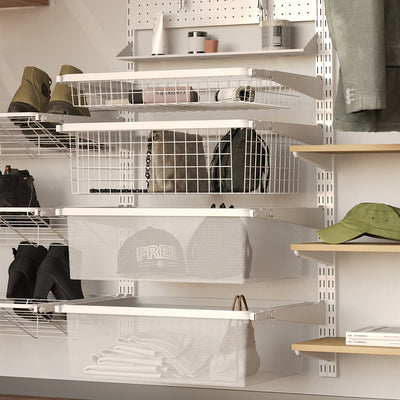 Flexi Storage White Double Slot Sliding Basket Frame 600mm Steel Storage