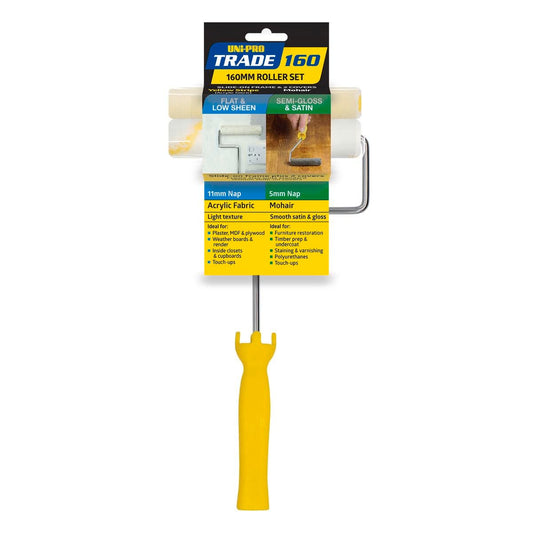 UNi-PRO Trade 160mm Frame and 2 Roller Cover Set - Plastic Foam Steel - Auzzistore