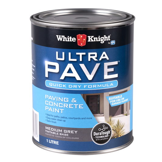 White Knight Ultra Pave Concrete Paint 1L Medium Grey - Quick Dry - DuraTough® - Auzzistore