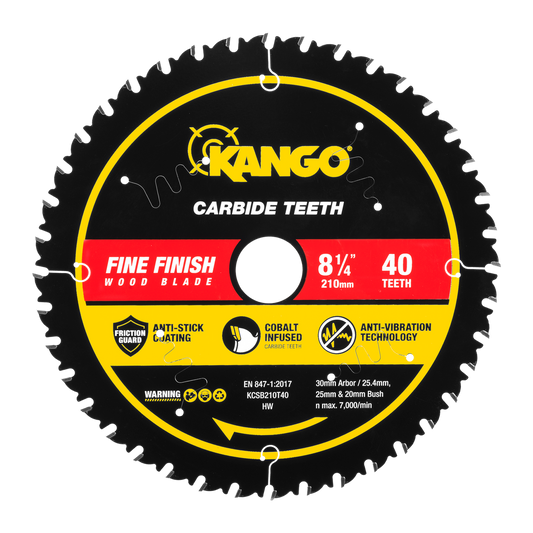 Kango 210mm 40T Wood Mitre Saw Blade - Cobalt Carbide - Clean Cuts