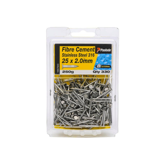 Paslode Stainless Steel Fibre Cement Nails 25mm 2mm 330 Pack - Auzzistore