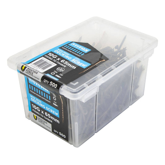 Titan 10g x 65mm Weather Force Wide Head Decking Screws Pack of 500 - Durable Corrosion Protection - Easy Installation – view 2 - Auzzistore