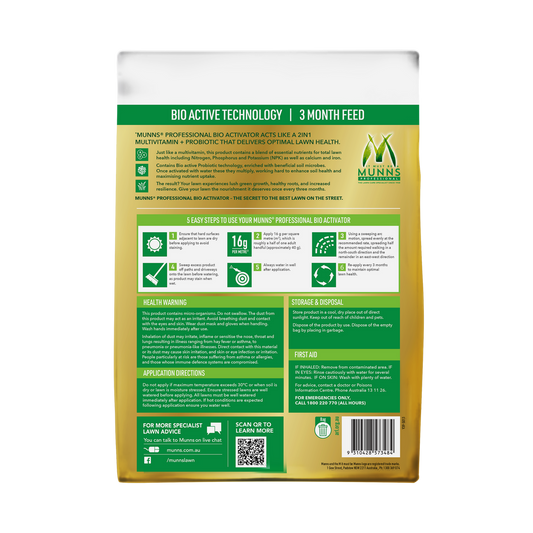 Munns Professional Bio Activator Lawn Fertiliser - 3kg Granular - 180 m² Coverage - Promotes Healthy Grass – view 2 - Auzzistore