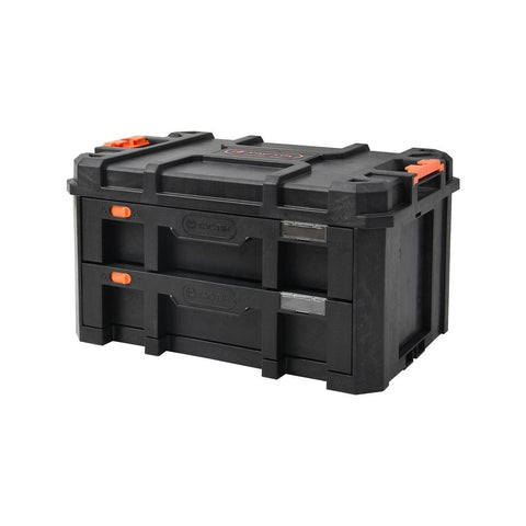 Tactix 2 Drawer Modular Tool Chest - 528mm x 288mm x 349mm - Black - Portable Storage - Auzzistore