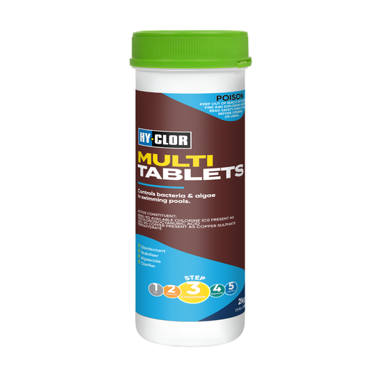 Hy Clor Multi Swimming Pool Tablets 2kg Trichloroisocyanuric Acid Algae Control - Auzzistore