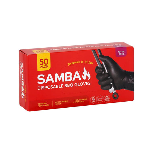 Samba Disposable BBQ Gloves Extra Large 50 Pack - Nitrile - Puncture Resistant - Auzzistore