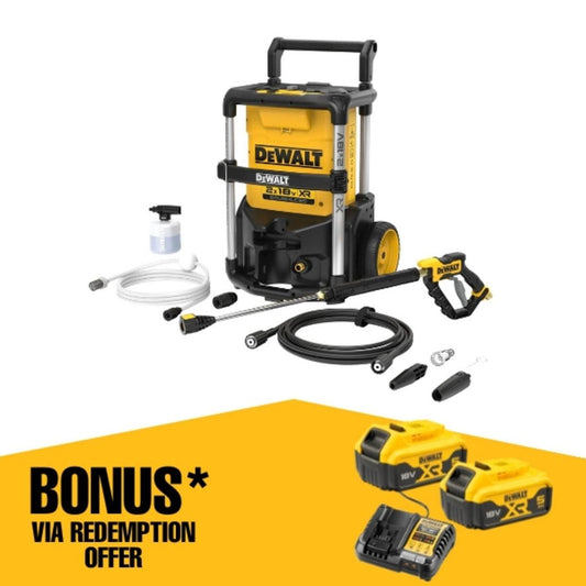 DeWALT 2 x 18V XR Pressure Washer Skin Only - Cordless - 1600 PSI - 6m Hose