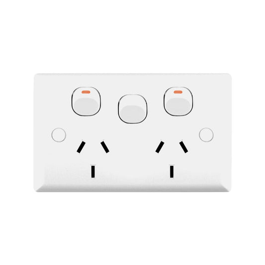 Deta White Solid Plate Double Power Point 250V 10A Extra Switch - Auzzistore