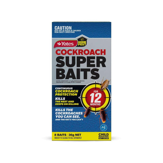 Yates Home Pest Cockroach Super Baits 8 Pack - 12 Month Protection - Child Resistant - Auzzistore