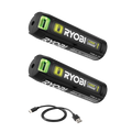 Ryobi USB Lithium Battery Power Bank Twin Pack - 2 x 2.0Ah - LED Gauge