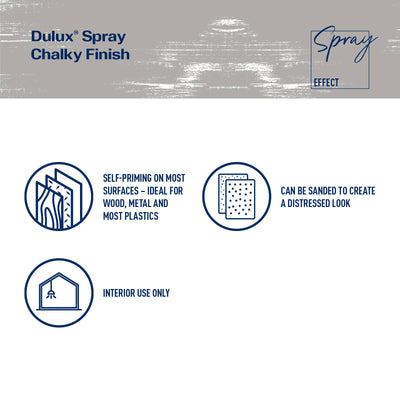 Dulux 340g Chalky Spray Paint - Beige Filter - Fast Drying - Self-Priming