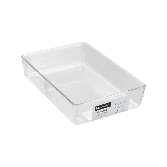 Boxsweden Crystal Storage Tray - 23 x 15 x 5cm - Clear - BPA-Free - Stackable - Auzzistore