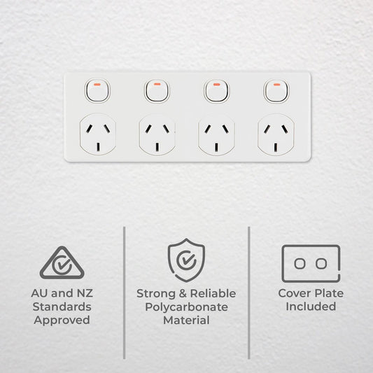 Deta Four Outlet Power Point - White - Polycarbonate - Kitchen Use – view 2 - Auzzistore