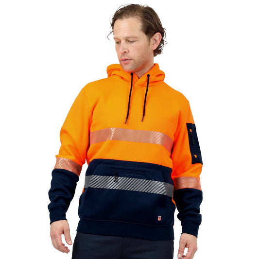 Citeco Orange Hi Vis Taped Hoodie Small - Reflective Tape - UPF 50+ Protection – view 2