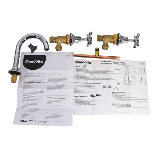 Mondella Chrome Cadenza Basin Set - 1/2 Turn - 1245mm x 170mm x 130mm - Water Efficient – view 2