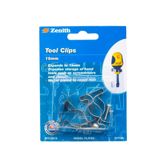 Zenith Tool Clip 19mm Nickel Plated Steel 4 Pack Organiser