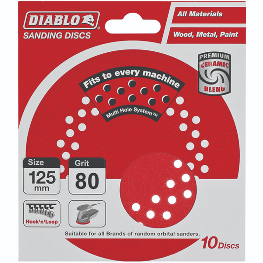 Diablo 125mm 80 Grit Sanding Discs 10 Pack Coated Abrasive Durable - Auzzistore