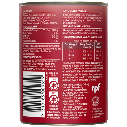 VIP Beef Flavour Adult Wet Cat Food - 12 Pack 400g - Australian Made - Taurine Enriched – view 2