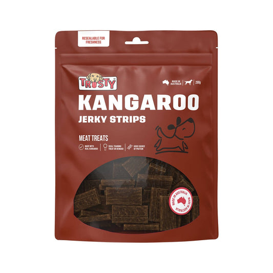 Trusty Kangaroo Jerky Strips - 200g Adult Dog Treats - Soft Chewy Protein