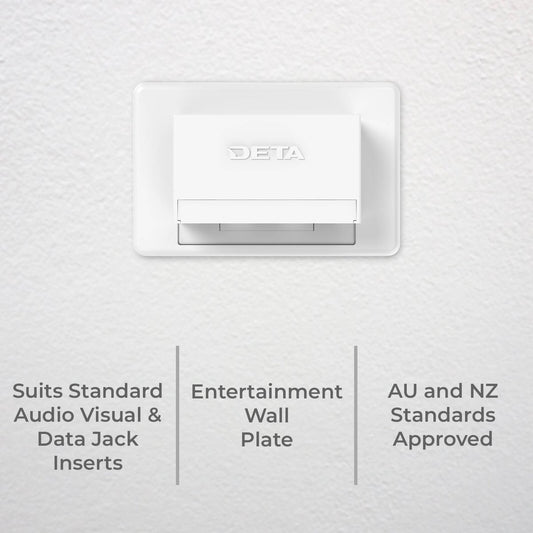 Deta Entertainment Wall Plate - 3 Gang - 35mm x 210mm x 115mm - White - Space-Saving Design – view 2 - Auzzistore