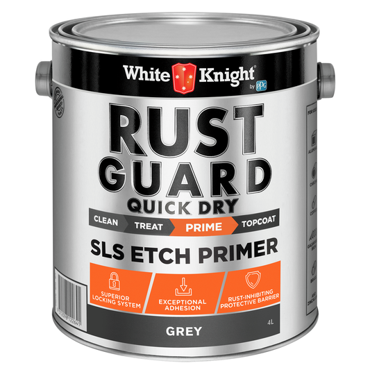 White Knight Rust Guard Etch Primer Paint - 4L - Quick Dry - Grey - Rust Protection - Auzzistore