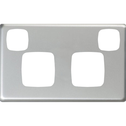 HPM Excel Double Powerpoint Coverplate - Matt Silver - 73mm x 117mm - Durable - Auzzistore