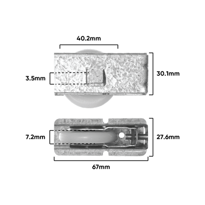 Rolltrak Adjustable Steel Carriage And Acetal Roller- 25kg Load - Durable