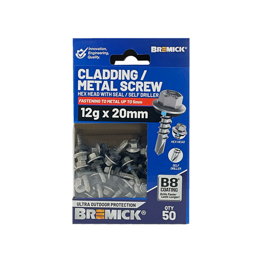 Bremick 12g x 20mm B8 Metal Hex Screw - 50 Pack - Corrosion Resistant – view 2 - Auzzistore
