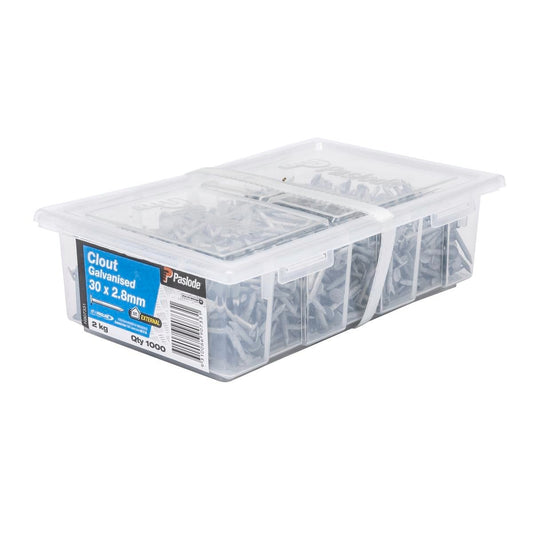 Paslode Galvanised Clout 30 x 2.8mm 2kg Pack - Corrosion Resistant - Auzzistore