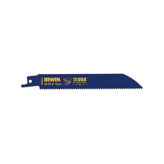Irwin Bi Metal Reciprocating Saw Blade 5 Pack 6" 10tpi Black – view 2