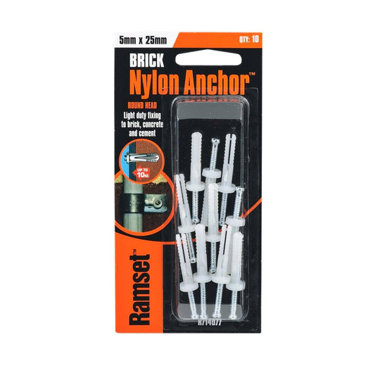 Ramset Nylon Anchor 5 x 25mm 10 Pack - Light Duty - Insulated - Auzzistore