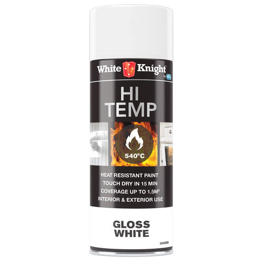 White Knight Hi Temp Spray Paint 300g Gloss White Heat Resistant