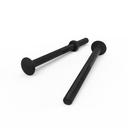 Zenith M10 x 150mm Hot Dipped Galvanised Black Cup Head Bolts & Nuts - 2 Pack - Rust Resistant, Secure Fit - Auzzistore