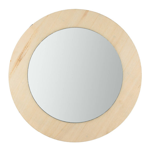 Crafted Small Round Mirror - 25cm - Plywood - Pre-Installed Hook