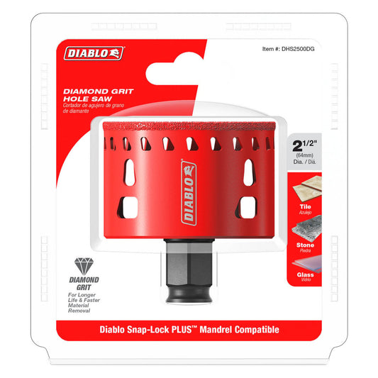 Diablo 2-1/2" Diamond Grit Hole Saw - Efficient Drilling in Tile & Glass - Auzzistore
