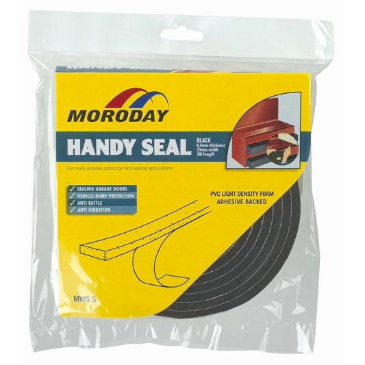 Moroday Garage Weatherseal - 6.4mm x 25mm x 3m - Closed Cell Foam - Self Adhesive - Auzzistore
