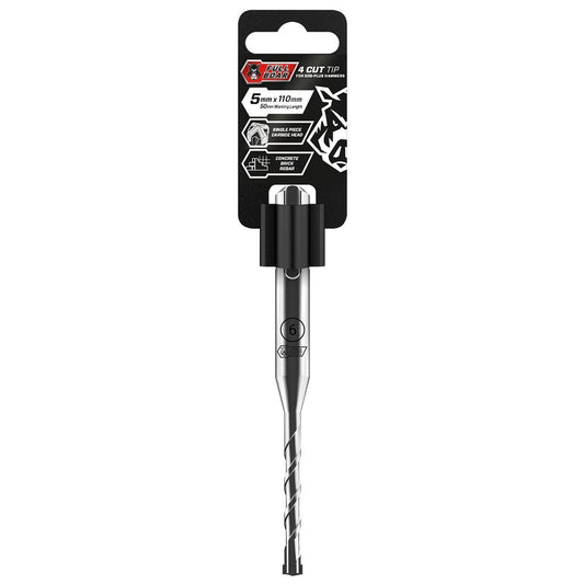 Full Boar 4 Cut Tip - 5mm x 110mm - Carbide - Concrete & Brick - Auzzistore