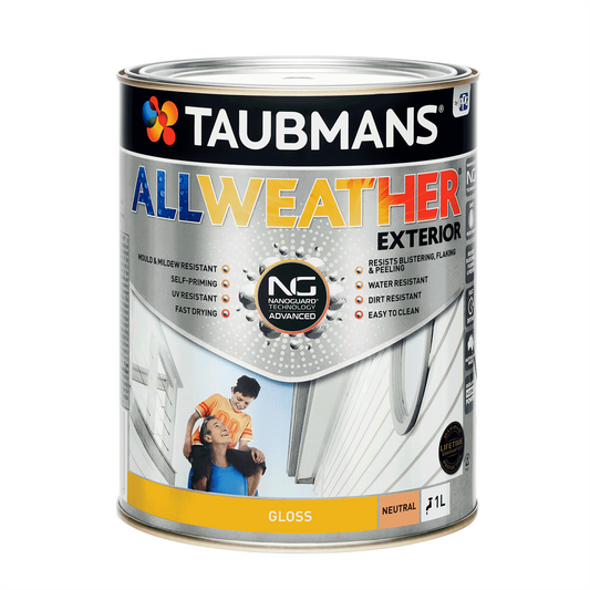 Taubmans 1L All Weather Exterior Paint - Neutral Gloss - Mould Resistant - Auzzistore