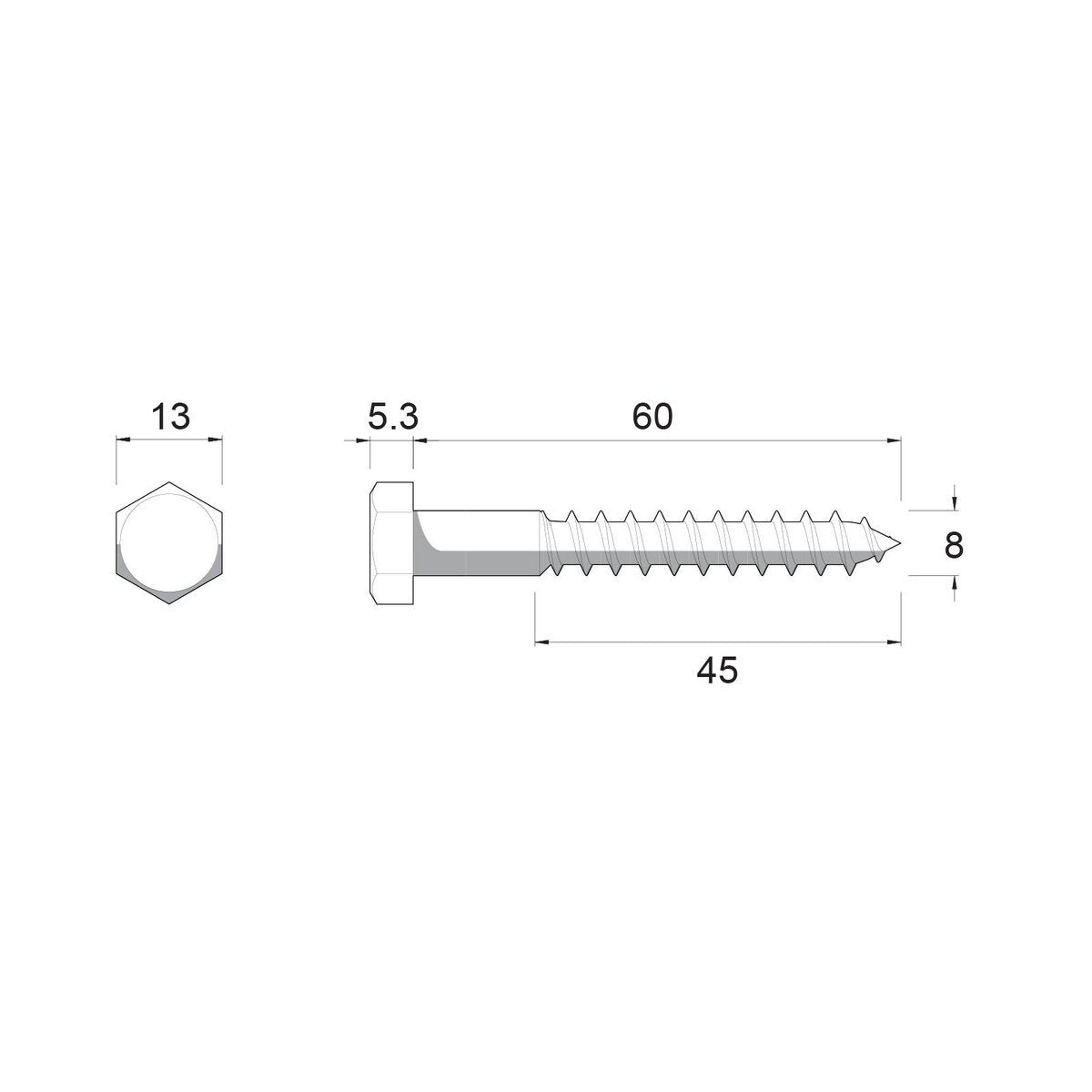Zenith Hot Dip Galvanised Hex Head Coach Screws M8 x 60mm 25 Pack