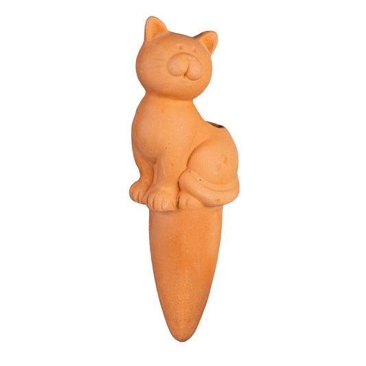 Northcote Pottery Cat Self Watering Garden Pot Stake 14cm Terracotta - Slow Release Hydration