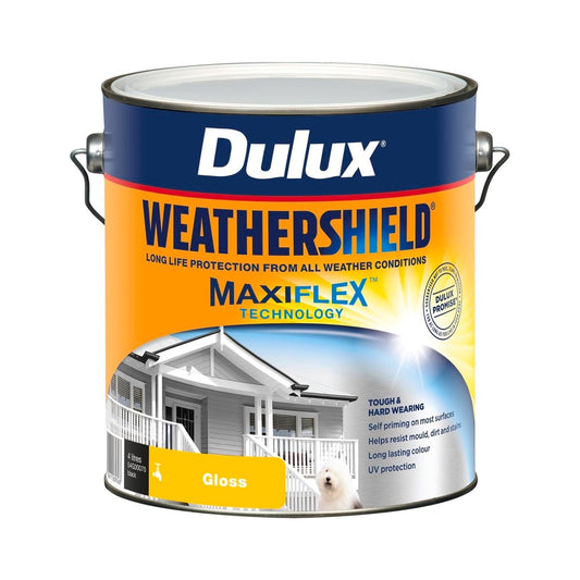Dulux Weathershield Gloss Exterior Paint 4L 205mm x 198mm x 180mm Black - Auzzistore